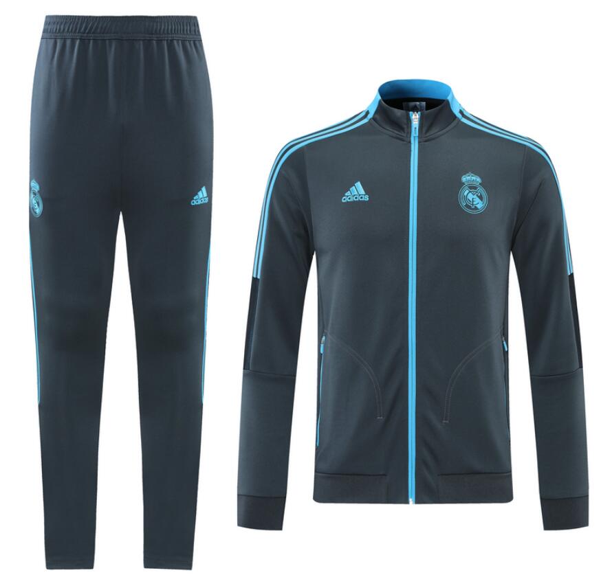 2021/22 Real Madrid Grey Training Kits Jacket with Pants